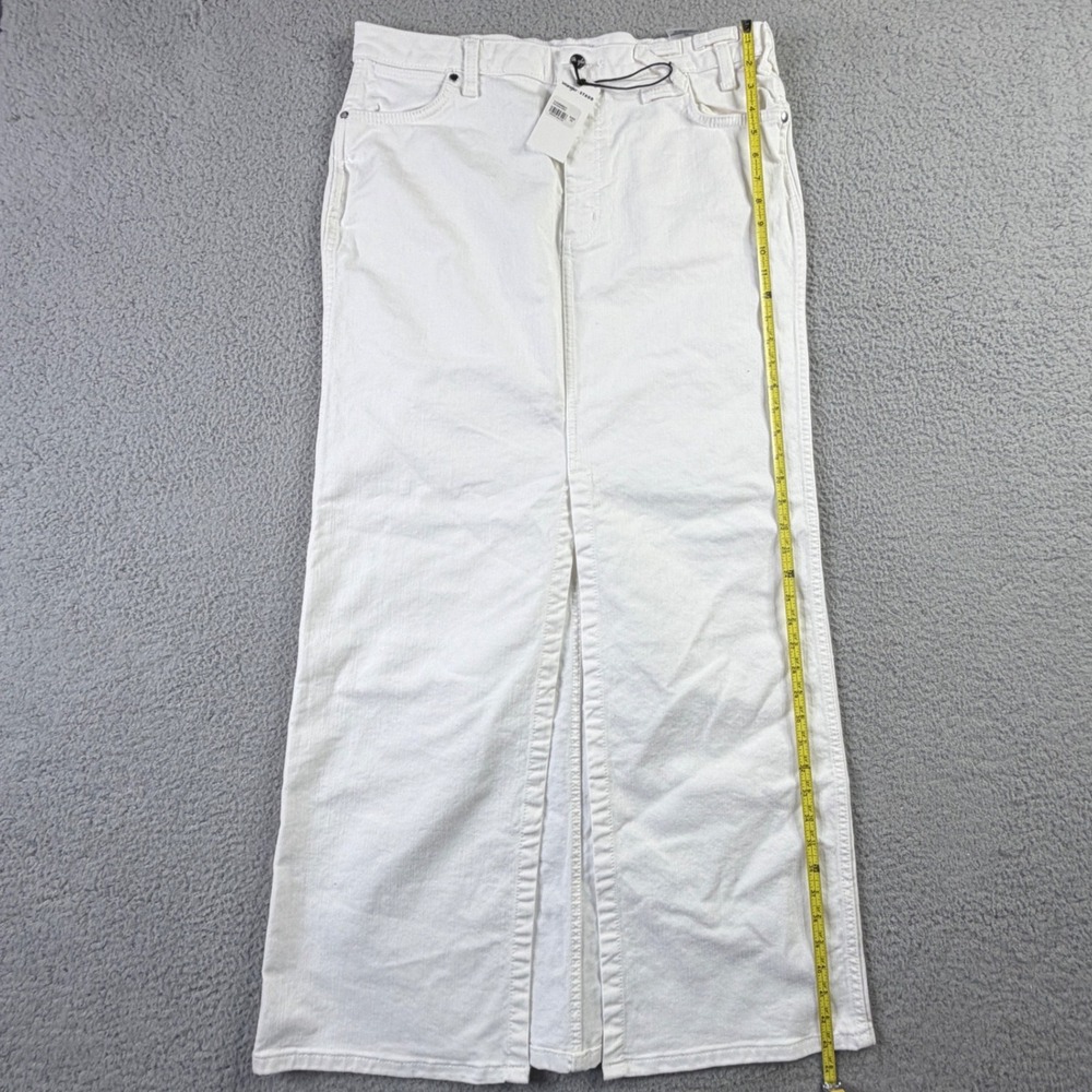 Wrangler x STAUD White Denim The Maxi Skirt Front Slit High Rise Womens Size 32